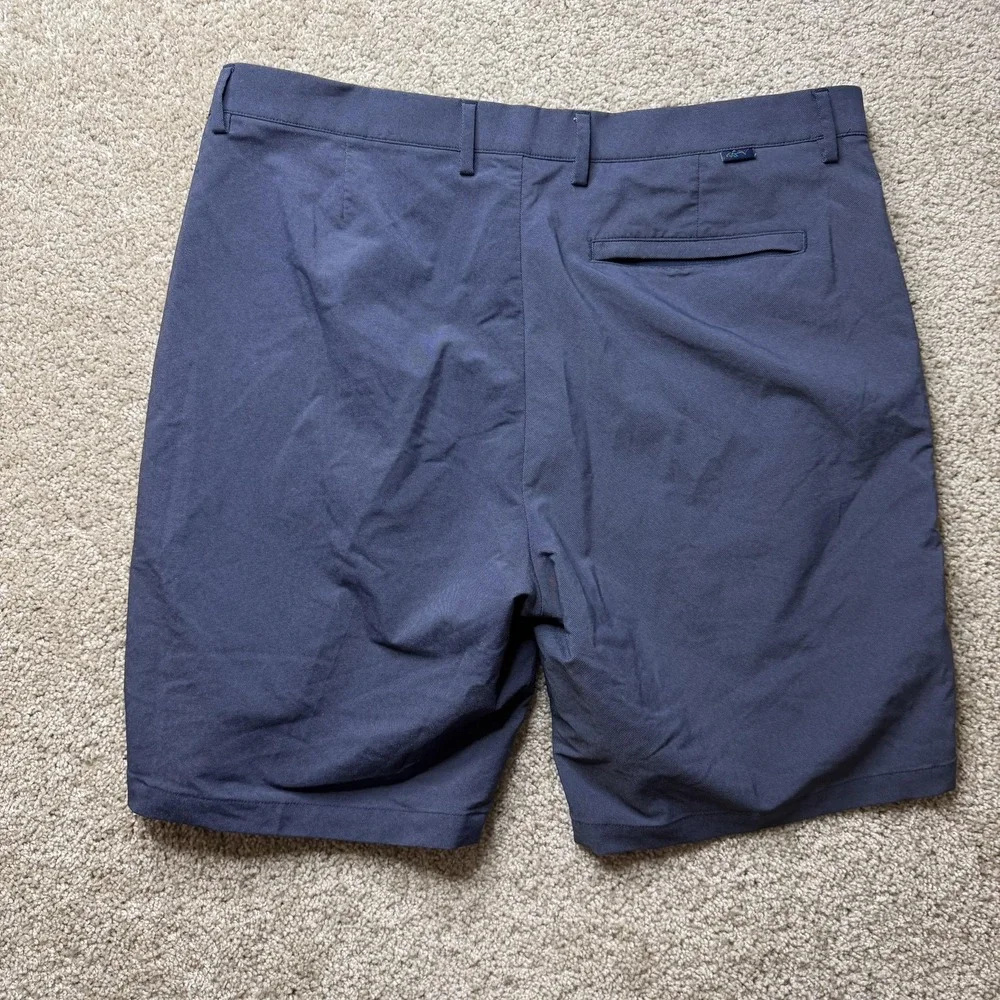 Greg Norman Chino Golf Shorts Mens 38 Blue Microfiber Stretch Flat Front